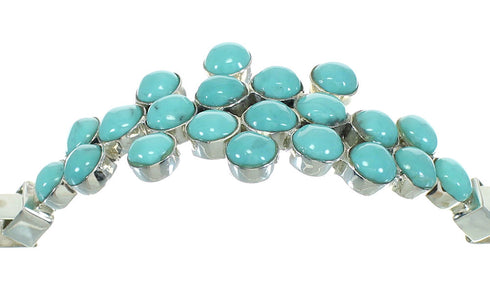 Turquoise And Sterling Silver Southwest Jewelry Link Bracelet VX64891